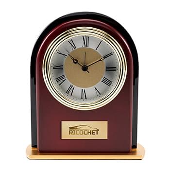Rosewood and Black Glass Arch Clock