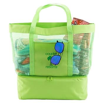 2 in 1 Striped Mesh Beach Bag Cooler